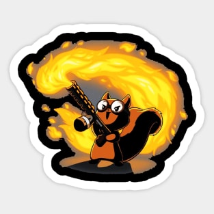 Cute Funny Cool Magical Squirrel With Fire Gun  Animal Lover Quote Artwork Sticker